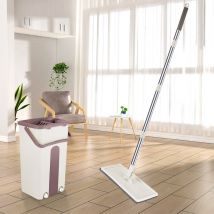 Sifree - Balai à tête pivotante 360° + Seau à double compartiment(Kaki)