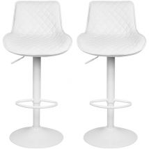 Chaise de bar 2cps Chaise haute Hauteur réglable 83-103cm pu Motif diamant (blanc) - Sifree
