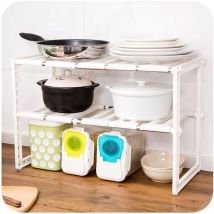 Sifree - tagères de cuisine , étagères d'évier de cuisine flexibles, étagère à 2 niveaux, Etagère de Cuisine Evier en Acier Inoxydable et pp à