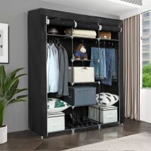 Armoire de Rangement Penderie Noir 175 x 150 x 45cm - Sifree