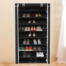 Sifree - Armoire étagères à chaussures 9 couches 45 paires de chaussures avec housse 88 x 28 x 160cm noir