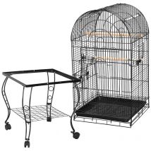 Cage Oiseaux Volière Perruche à Roulettes - avec Toit Ouvert Volière pour Perroquet /Calopsitte élégante - Sifree