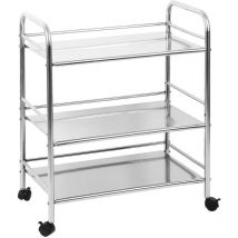 Chariot de Service Desserte à Roulettes Stockage Roulant de Cuisine - 3 plateaux inox 603674cm - Sifree
