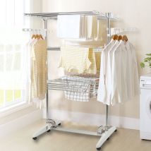 Sifree - Etendoir à Linge 3 étagères-Tubes en acier inoxydable
