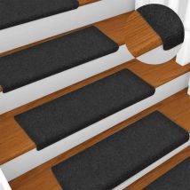 Sifree - Lot de 15 Tapis d'escalier Marchette Escalier 65x25 cm Noir