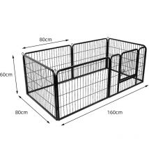 Sifree - Parc enclos pour Chiens Pliable/Réglable/ Mobile Hauteur-60cm Noir