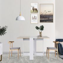 Table de cuisine pliable 103L x 76l x 74H cm panneaux particules bicolore chêne blanc 47 120x80x80cm Blanc - Sifree