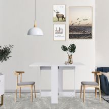 Table à manger pliante de 4 à 6 personnes contemporain mélaminée -blanc - 103 x 76 cm - Sifree