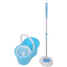 Sifree - Vadrouille Rotative Balai Serpillère Rotatif Balai Hauteur Réglable en Acier Inoxydable(Bleu)