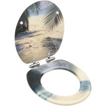 Helloshop26 - Siège abattant wc avec couvercle à fermeture en douceur mdf Plage
