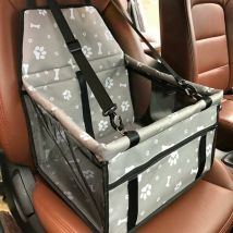 Siège auto pour chien – Porte-siège pliable imperméable avec ceinture de sécurité et sac de rangement, siège rehausseur de voiture pour chiens ou