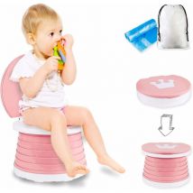 Siège de Toilette D'enfants, Chaise de Toilette Pliante de Formation de Bébé de Pot de Voyage Extérieur Intérieur Avec le Sac de Voyage Pink-Fei Yu