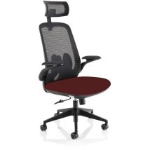 Sigma Executive Bespoke Fabric Seat Ginseng Chilli Mesh Chair with Folding Arms