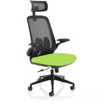 Sigma Executive Bespoke Fabric Seat Myrrh Green Mesh Chair with Folding Arms