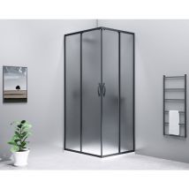 Gelco - sigma simply black Enveloppe de douche rectangulaire 1000x900 mm, option l/r, Entrée de coin, verre brique