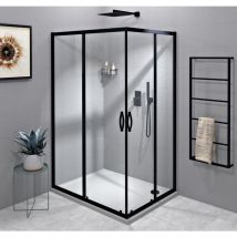 Gelco - sigma simply black Enveloppe de douche rectangulaire 1100x1000 mm, option l/r, entrée de coin