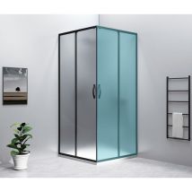 Gelco - sigma simply black Porte de douche coulissante pour entrée d'angle 900 mm, verre brick