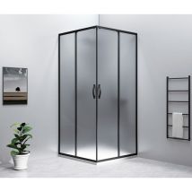 Gelco - sigma simply black Shower Enclosure, carré, 1000x1000 mm, Corner Entrance, verre brique