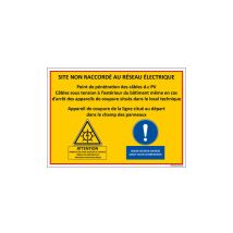 Signaletique.biz France - signalisation site photovoltaique non raccorde au reseau electrique (C1375) - Plastique pvc 1,5 mm - 450 x 630 mm