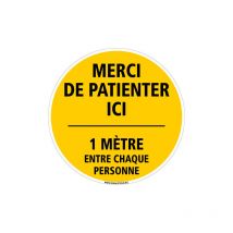 Signaletique.biz France - signalisation sol adhesif covid 19 coronavirus - merci de patienter ici - distance de securite entre chaque personne
