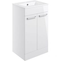 Aalborg Floor Standing 2-Door Vanity Unit with Basin 510mm Wide - White Gloss - Signature
