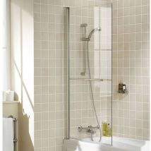 Classic Single Panel Square Hinged Bath Screen with Towel Bar 1500mm h x 800mm w - 6mm Glass - Signature