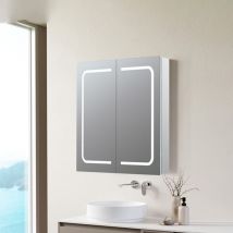 Florence 2-Door led Mirrored Bathroom Cabinet with Demister Pad 700mm h x 600mm w - Signature
