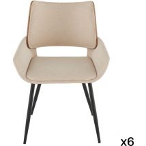 SIGNATURE - Lot de 6 chaises en tissu beige H81 cm - HORTENSE