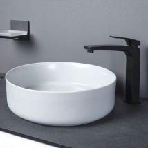 Signature - Olmec Round Countertop Basin with Unslotted Waste 355mm Wide 0 Tap Hole - Matt White
