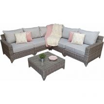 Signature Weave - Helena Wicker Modular Corner Sofa Chair Coffee Table Set Grey