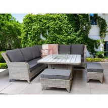 Signature Weave - Meghan Wicker Corner Sofa Bench Dining Table With Gas Fire Pit