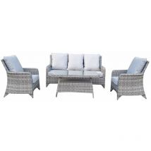 Signature Weave - Sarah Grey Wicker 5 Seater Sofa Arm Chair Coffee Table Set