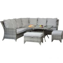 Signature Weave - Sarah Wicker Corner Sofa Dining Table Bench Ice Bucket Set Grey