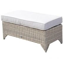 Signature Weave Sarah Wicker Ottoman Stool Bench Seat Furniture Cushion Grey