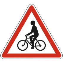 Signaletique.biz France - Panneau de signalisation danger - Débouché de cyclistes de droite ou de gauche - Triangulaire - Gamme Bretagne - Classe 1