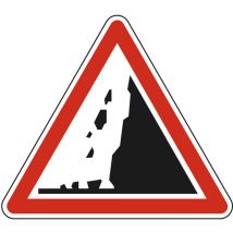 Signaletique.biz France - Panneau de signalisation danger - Risque de chute de pierres - Triangulaire - Gamme Bretagne - Classe 1 - 500mm