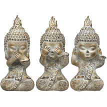 Signes Grimalt Figura De Buda Figuras Figura Buda 3 Unidades Budas Gris 6x6x14cm 25331