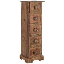 Signes Grimalt - Cajonera Muebles Cajonero Robusto 5 Cajones Mueble Auxiliar Marrón 20x24x76cm 28558