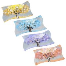 Bandeja De Decoración Decoracion Plato Árbol Abstracto 4U Bandejas Multicolor 23x41x5cm 29730 - Signes Grimalt