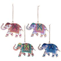 Colgante Decoracion Colgante Elefante 4 u Colgantes Multicolor 1x14x9cm 30363 - Signes Grimalt
