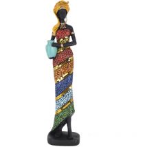 Figura De Africana Figuras Africana Africanas y Elefantes Gris 9x11x41cm 33772 - Signes Grimalt
