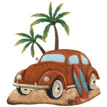 Auto-Wanddekoration, Metall, Surfen, dekorativ, Vintage-Rot, 93 x 6 x 84 cm