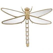 Signes Grimalt - Adorno Pared Jardín Adorno Pared Adorno Pared Libelula Con Espejo Apliques Metal Dorado 25x32x4cm 34704