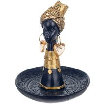 Afrikanische Figurenfiguren Afrikanische Figur mit afrikanischen und Elefanten schwarz 14x14x16cm 271333333 - Signes Grimalt
