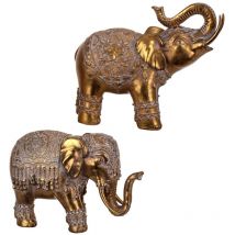 Signes Grimalt Afrikanische Figur und Elefantenfiguren Setzen Sie Elefant 2 afrikanische Einheiten und Elefanten Gold 9x20x17cm 23975