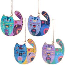 Cat Assortant 4 u Hangs Mehrfarbiger Anhänger - 11x9x1cm - Signes Grimalt