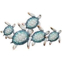 Signes Grimalt - Ornement mural tortue décorative en métal bleu 47,5x6x78,5cm