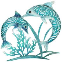 Signes Grimalt - Applicare la parete dell'ornamento in metallo Delfines Wall Blue Garden 3x47x48cm 29851