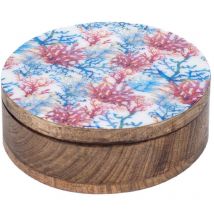 Boîte de cuisine Boîte ronde en corail et boîtes bleues 7x21x21cm 25193 - Signes Grimalt