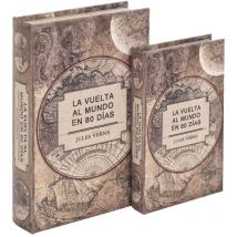 Box 2 unités Boîtes du monde bood Boîtes de livres bruns rectangulaires - 26x17x5cm - Signes Grimalt